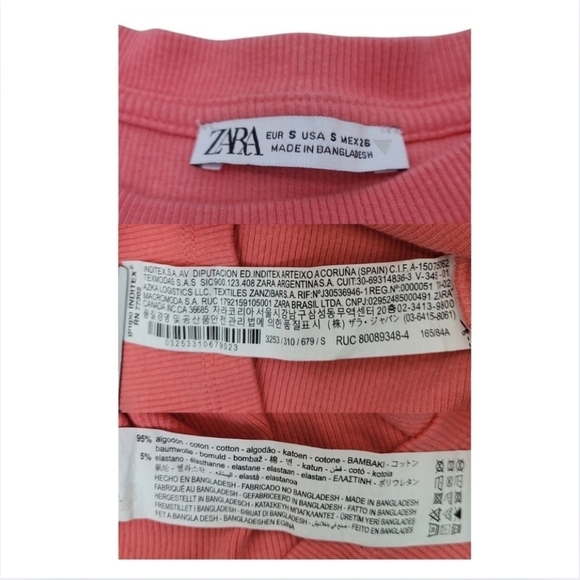 Zara Ruffled Ribbed Crop Shirt Size Small - Picture 7 of 10